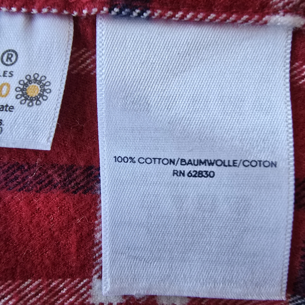Lands' End Women's Red and White Plaid Button Down Shirt Cotton Fall Winter Med. - Picture 4 of 8